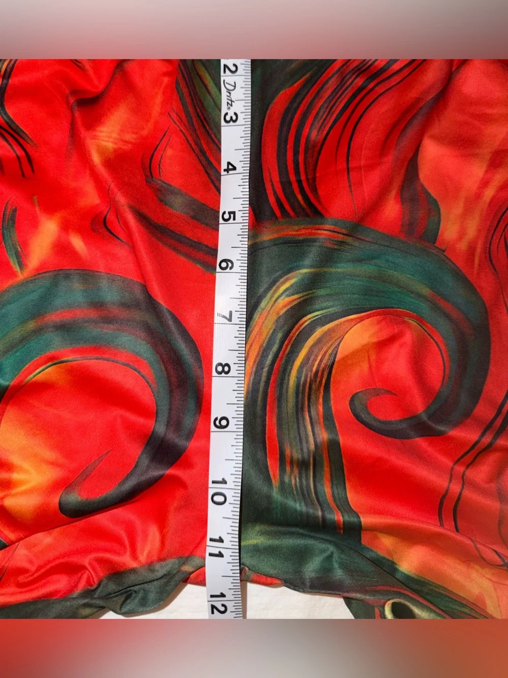 Ruched pants in Red & Green Abstract Print